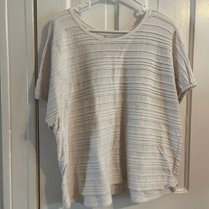 LOFT Cream Textured Short Sleeve Tee